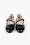 Black Patent Leather Textured Single Strap Metal Accessory Detailed Comfortable Form Casual Ballerinas - 2
