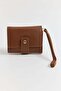 Brown Compact Design Functional Mini Wallet with Snap Closure and Multiple Card Compartments