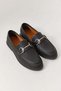 Black Straw Textured Flexible Sole Comfortable Loafer with Belt Buckle Detail, Suitable for Daily Use - 2
