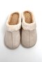 Beige Nubuck Textured Wool Inside, Soft Design, Comfortable Home Slippers Suitable for Daily Use - 3