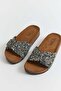 Black Stone Detailed Single Buckle Non-Slip Sole Home Slippers Suitable for Daily Use