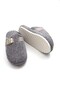 Gray Curly Plush Textured Warm and Practical Daily Home Slippers with Single Buckle Detail - 3