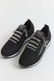 Black Knitwear Knitted Fabric Flexible Textured Shiny Stone Laced Practical Use Sports Shoes