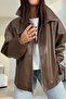 Leather Jacket with Hidden Pockets Vison - 5
