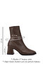Women's Brown Zippered Blunt Toe Thick Heeled Stretch Boots - 2