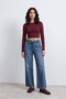 Women's High Waist Belted Wide Leg Blue Jean Trousers Wide Leg
