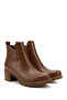 Women/Girls Tan Zippered Thick Heeled Boots - 4