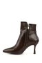 Women's Brown Zippered Thin Heeled Boots - 5
