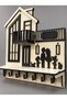 Wooden Villa Design Colorful Mdf Wall Key Hanger - Modern Glass Detailed Shelf Key Holder with 6 Hooks 23.5X24.5 - 3