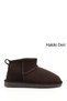 Women's Brown Nubuck Mini Genuine Leather Fur Boots