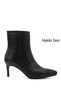 Women's Black Platinum Zippered Thin Heeled Genuine Leather Boots