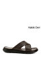 Men's Brown Cross-Strapped Genuine Leather Slippers