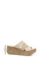 Women's Beige Antique Genuine Leather Wedge Sole Slippers - 2