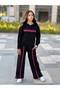 Striped Detail Youth and Children's 2-Piece Set Palazzo Pants+Sweatshirt - 6