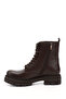 Women's Brown Antique Zippered Genuine Leather Boots - 4