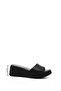 Women's Black Wedge Sole Genuine Leather Slippers - 2