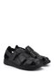 Men's Black Velcro Genuine Leather Comfort Sandals - 3