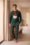 Men's Santa Claus Christmas Themed Sweatshirt Pajama Top Green - 2