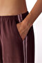 Brown Ribbon Detailed Wide Leg Parachute Pants - 4