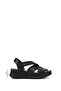 Women's Black Velcro Strap Wedge Heel Genuine Leather Sandals - 2