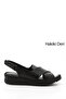 Women / Girls Black Velcro Strap Genuine Leather Sandals