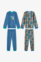 Boy's Capy&Dino Together Cotton Long Sleeve 2-Piece Pajama Set