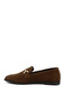 Women's Brown Suede Blunt Toe Buckle Ballerinas - 4