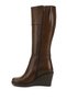 Women's Brown Antique Zippered Wedge Heeled Genuine Leather Boots - 5