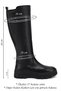 Black Floater Genuine Leather Round Toe Wedge Heeled Zippered Women's Daily Boots 47521 - 2