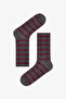Burgundy Shiny Line Striped Cotton Glitter 3 Pair Socks - 4