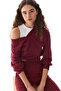 Burgundy Wide V-Neck Sweatshirt