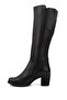 Women/Girls Black Zippered Thick Heeled Genuine Leather Boots - 5