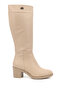 Women/Girls Nude Zippered Thick Heeled Boots