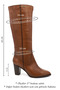 Women's Tan Antique Pointed Toe Thick Heeled Genuine Leather Boots - 3