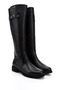 Women/Girls Black Zippered Rubber Sole Genuine Leather Boots - 4