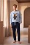 Men's Teddy Patterned Pajama Top Blue - 2