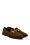 Women's Brown Suede Blunt Toe Buckle Ballerinas - 2