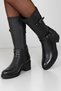 Women's Black Zippered Thick Heeled Genuine Leather Boots - 4