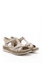 Women's Beige Antique Velcro Strap Wedge Heel Genuine Leather Sandals - 4