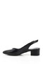 Black Heel Genuine Leather Pointed Toe Short Thick Heeled Women's Summer Shoes 24173 - 5