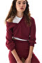 Burgundy Wide V-Neck Sweatshirt - 2