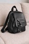 Women's 3-Compartment Black Soft Leather Covered Backpack with Tassel and Column Strap, Leather Detail - 2