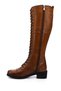 Women's Tan Antique Zippered Thick Heeled Boots - 6