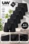 Men's 6 Pack Black Lycra Cotton Premium Boxer Set
