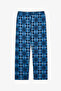 Boy's Blue Book Lovers Plaid Cotton Buttoned Long Sleeve Shirt Pants Pajama Set - 3