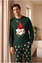 Men's Santa Claus Christmas Themed Sweatshirt Pajama Top Green