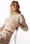 Pastel Beige Corded Long Sleeve Sweatshirt