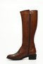 Women's Tan Antique Zippered Thick Heeled Genuine Leather Boots - 4