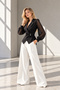 Women's Black Jacket Collar Button Detailed Blouse - 5