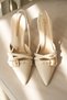 Women's Wille Thin Heeled Shoes - Nude Leather - 4